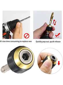 1PC Drill Bit Extension 1/4 Inch Hex Shank Screwdriver Bit Holder Extension Rod Self-Locking Drill Bit Holder Quick Release Chuck Adapter Connector Power Drill Tool 60mm Length - Black - View 3