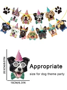 狗狗生日圖案橫幅 - 彩色 - 查看 2