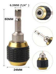 1PC Drill Bit Extension 1/4 Inch Hex Shank Screwdriver Bit Holder Extension Rod Self-Locking Drill Bit Holder Quick Release Chuck Adapter Connector Power Drill Tool 60mm Length - Black - View 4