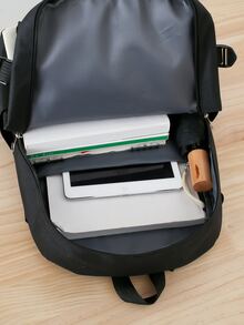 件/套帆布高中背包，設計時尚，適合十幾歲的男孩和女孩，非常適合旅行、存放書籍和日常使用 - 黑色 - 查看 7