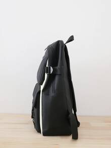 件/套帆布高中背包，設計時尚，適合十幾歲的男孩和女孩，非常適合旅行、存放書籍和日常使用 - 黑色 - 查看 4