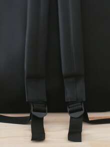 件/套帆布高中背包，設計時尚，適合十幾歲的男孩和女孩，非常適合旅行、存放書籍和日常使用 - 黑色 - 查看 6