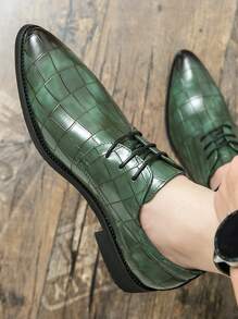 Màu xanh lá Lace-up chất liệu da PU Nam Chính thức Giày dép Đối với Làm Việc  , Văn phòng , Lễ cưới , Phù rể , Yến tiệc , Các bữa tiệc , Pointed Toe Giày dép - màu xanh lá - Xem 4