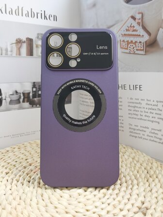 1pc Tpu Case With Large Window Glass, Magnetic Ring & Leaking Hole Design compatible with iphone