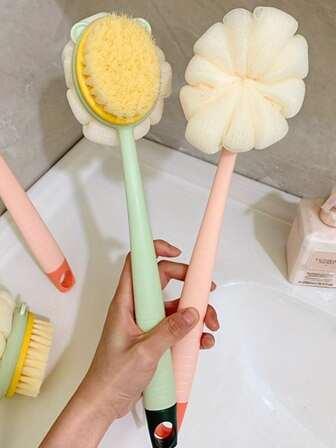 1pc Double-Sided Hair Bath Brush, Long Handle Detachable Bath Ball Scrub Brush, Long Handle Body Massage Bath Brush, Dry And Wet Double-Sided Body Massage Exfoliating Tool, Long Handle Back Rub Body Exfoliating Bath Or Dry Brush