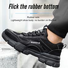 Men's Steel Toe Athletic Shoes, Breathable & Lightweight Anti-Smash Anti-Puncture Work Shoes For Manufacturing & Industrial Outdoor Operations - Black - View 4