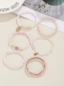 9 cái/bộ Mắt ác Thiết kế Vòng tay cườm - Hồng - Xem 2