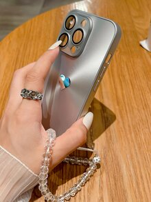新時尚pc硬質殼,具有激光cd紋理,高清玻璃透鏡膜,抗跌落設計,金屬心形裝飾和清晰珠鏈,手機保護套 - 銀色 - 查看 5