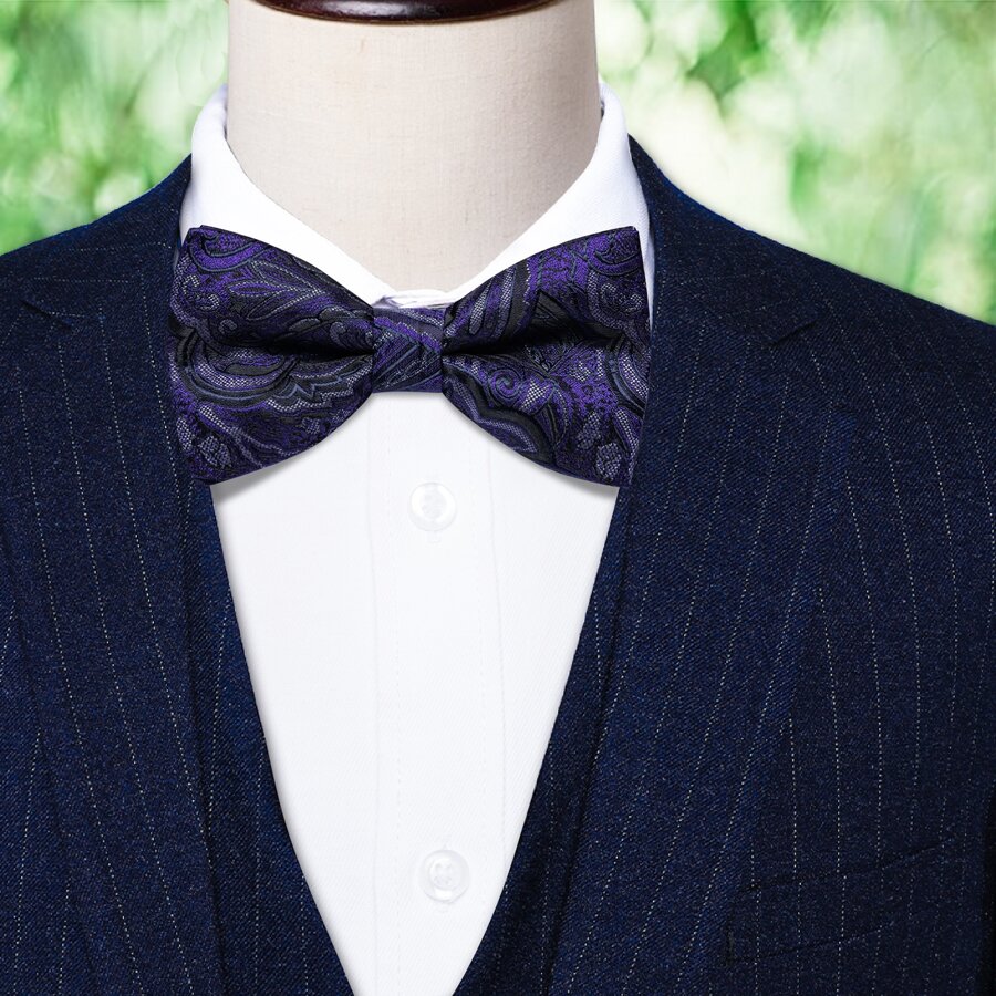 YourTies Nam Mô hình hoa Thanh lịch Nơ thắt Cho bữa tiệc - Màu tím - Xem 1