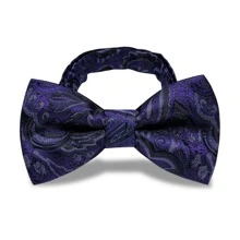 YourTies Nam Mô hình hoa Thanh lịch Nơ thắt Cho bữa tiệc - Màu tím - Xem 3