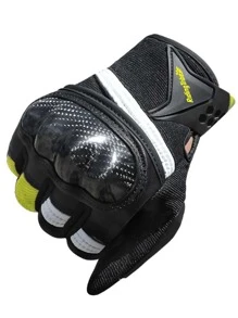 AD 1雙黑&綠碳纖維賽車摩托手套,全指防摔越野摩托手套男女適用,全季節