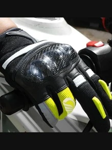 AD 1雙黑&綠碳纖維賽車摩托手套,全指防摔越野摩托手套男女適用,全季節