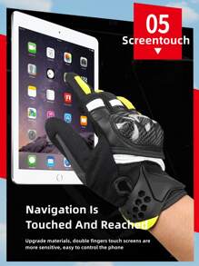 AD 1雙黑&綠碳纖維賽車摩托手套,全指防摔越野摩托手套男女適用,全季節