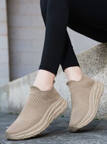 Women's Simple & Breathable Solid Color Socks Shoes