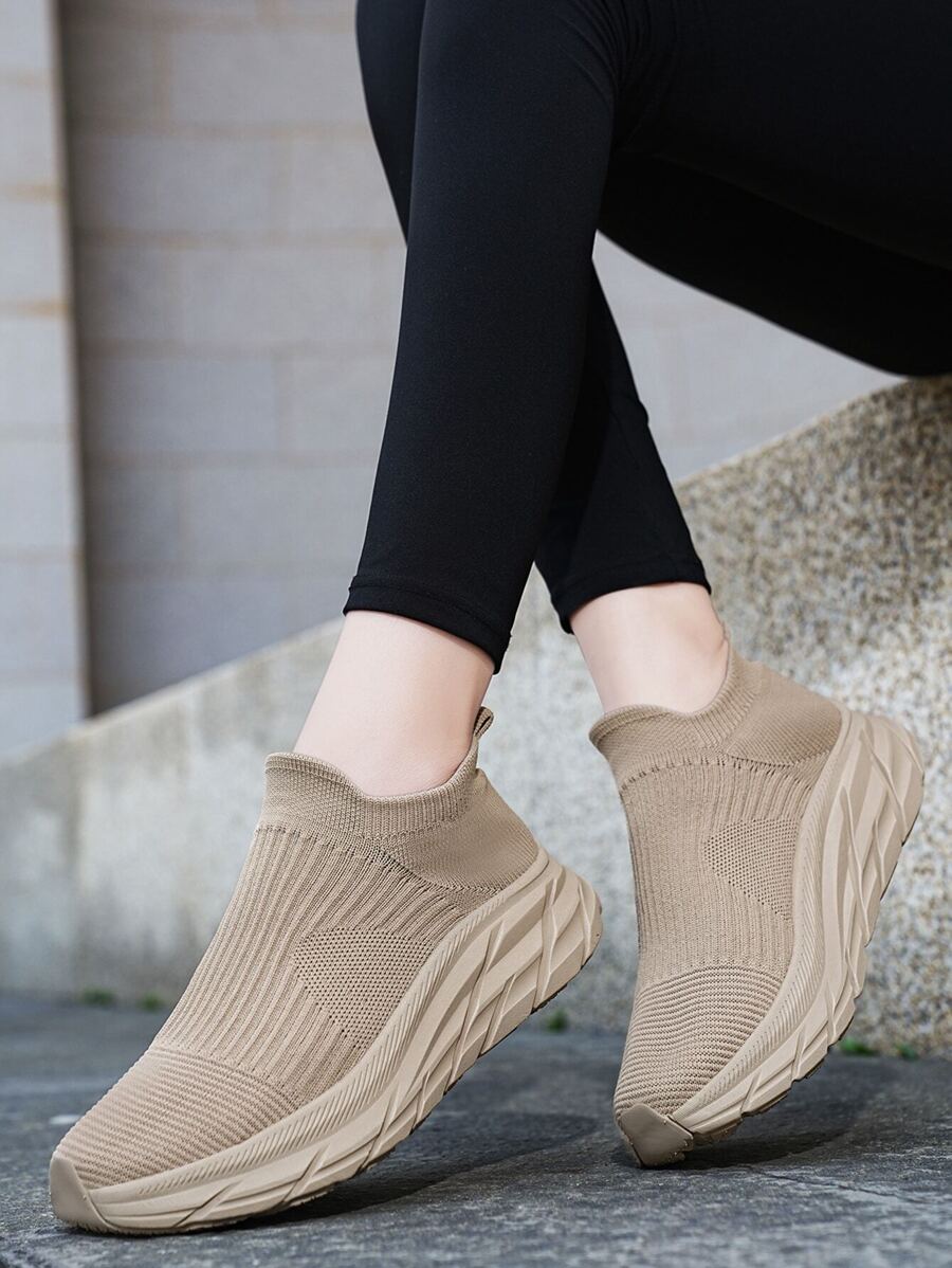 Women's Simple & Breathable Solid Color Socks Shoes