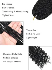 6 Packs Black Pre Looped Crochet Box Braids Hair with Curly Ends Goddess Synthetic Hair Extensions with 1 Needle plus 5 Rings - Black - View 3
