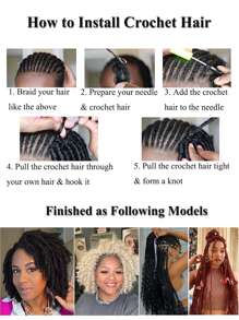 6 Packs Black Pre Looped Crochet Box Braids Hair with Curly Ends Goddess Synthetic Hair Extensions with 1 Needle plus 5 Rings - Black - View 6
