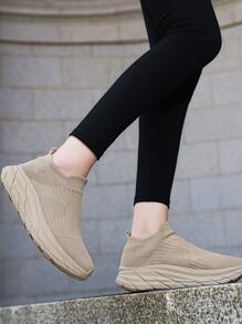 Women's Simple & Breathable Solid Color Socks Shoes