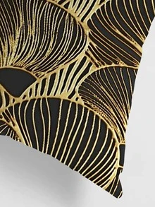 1pc Short Plush Geometric Gold Printed Pillowcase - Multicolor - View 5