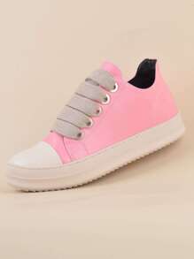 粉色的低胸運動鞋帶薄背帶和粗帶,時尚運動鞋 - 粉色 - 查看 2