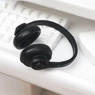 1入組1/12娃娃屋微型塑膠无线耳机耳機聖誕禮品玩偶屋裝飾經典玩具適用於孩子兒童