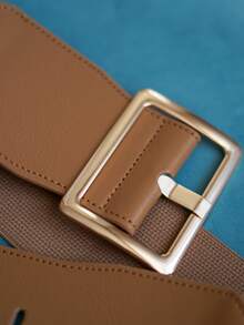Beltox fine 1入組女性方形扣時尚寬腰帶適用於衣物裝飾 - 棕色 - 查看 7