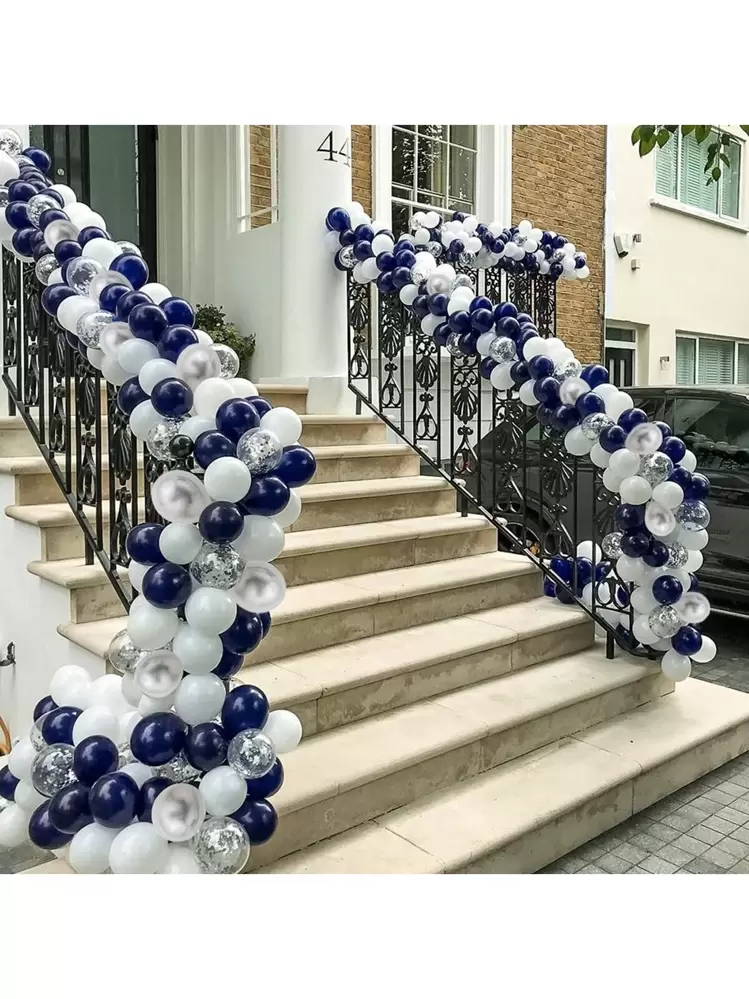 Ghirlanda di palloncini blu navy, palloncini bianchi blu polvere, kit arco di palloncini blu ardesia, palloncini oro argento metallizzati per decorazioni per feste - Italia
