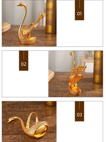 Hợp kim kẽm Thiên nga & Trái cây & Bánh Hình dạng Bộ dao kéo Với Hộp trữ , Bao gồm Muỗng cà phê Và Cái nĩa , Màu bạc - Bạc - Xem 6