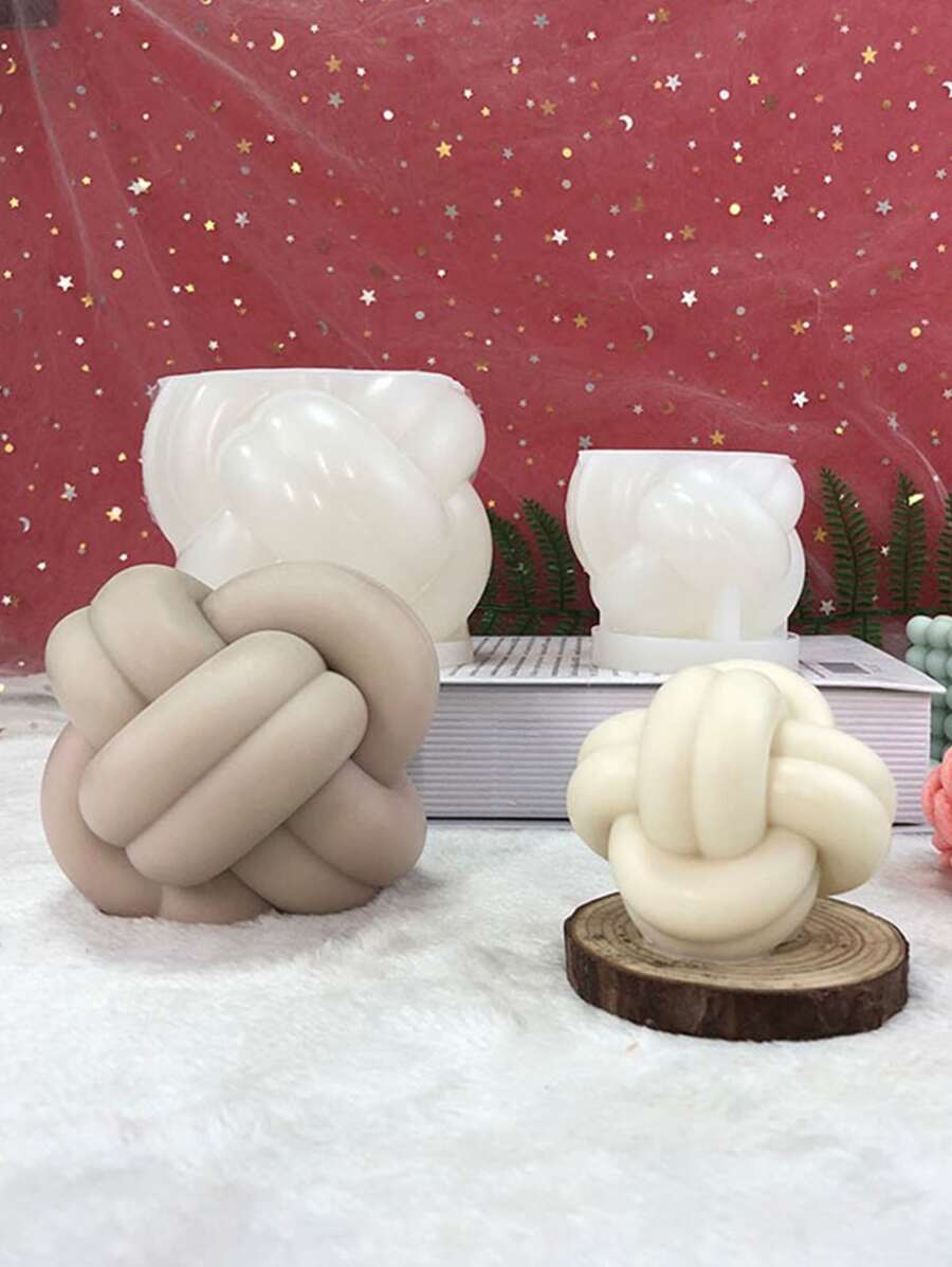 1 件针织纱球形香薰蜡烛硅胶、树脂、胶水模具适用于自制冰淇淋、慕斯制作 - 白色 - 查看 1