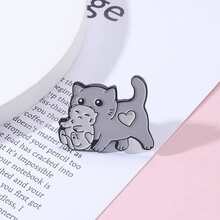 1入組可愛貓形胸針作為衣服配件適用於時尚男士和女士,理想適用於生日派對,婚禮,和其他場合,A小禮品 - 灰色 - 查看 2