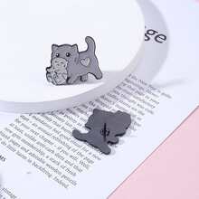 1入組可愛貓形胸針作為衣服配件適用於時尚男士和女士,理想適用於生日派對,婚禮,和其他場合,A小禮品 - 灰色 - 查看 4