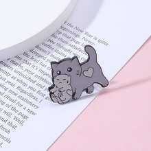 1入組可愛貓形胸針作為衣服配件適用於時尚男士和女士,理想適用於生日派對,婚禮,和其他場合,A小禮品 - 灰色 - 查看 5