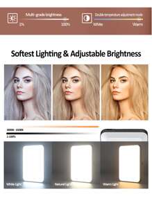 Selfie Light For Phone, Laptop, Tablets Camera Photography Video, Rechargeable Clip On Ring Light Portable Selfie Fill Light LED Light With I-Phone 15 14 13 12 11 Pro Xs Xs Max Xr X 8, Galaxy S22, S22 Ultra, S21 Ultra, S21, S20, S10, S9, S8, A72, A71, A52, A51, All Phones Android Smart Phone Photography Suitable For Selfies And Live Streaming, Portable Light