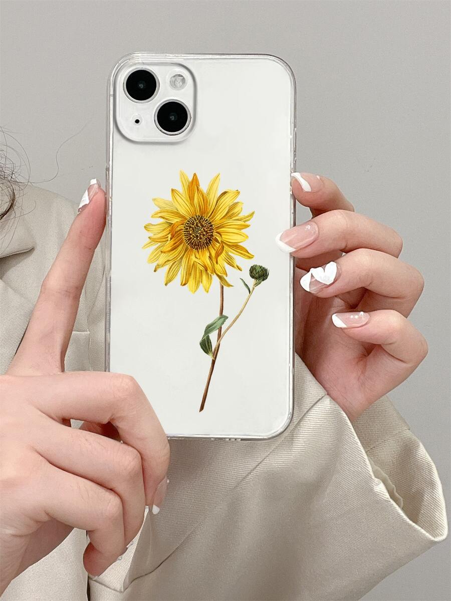 Sunflower Pattern Clear Phone Case - Multicolor - View 1