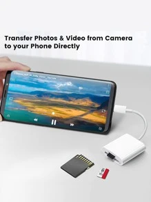 2-In-1 USB-C To SD/Micro SD Card Reader, Type-C To SD Card Reader Adapter, Compatible With Type-C Devices. Supports Compact Flash/CF/SD/MicroSD Cards, Suitable For Tablets, Laptops And Other USB-C Devices. Plug And Play, Dual SD/TF (Micro SD) Card Slots, Convenient Insertion And Removal, Compatible With SD, SDHC, SDXC, MicroSD, MicroSDHC, MicroSDXC Cards, Applicable For Dashcam, Outdoor Camera And Digital Camera Storage Cards. - White - View 5
