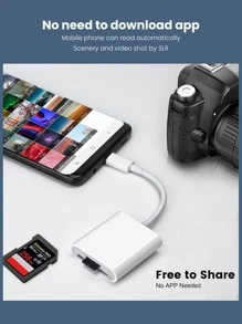 2-In-1 USB-C To SD/Micro SD Card Reader, Type-C To SD Card Reader Adapter, Compatible With Type-C Devices. Supports Compact Flash/CF/SD/MicroSD Cards, Suitable For Tablets, Laptops And Other USB-C Devices. Plug And Play, Dual SD/TF (Micro SD) Card Slots, Convenient Insertion And Removal, Compatible With SD, SDHC, SDXC, MicroSD, MicroSDHC, MicroSDXC Cards, Applicable For Dashcam, Outdoor Camera And Digital Camera Storage Cards. - White - View 8