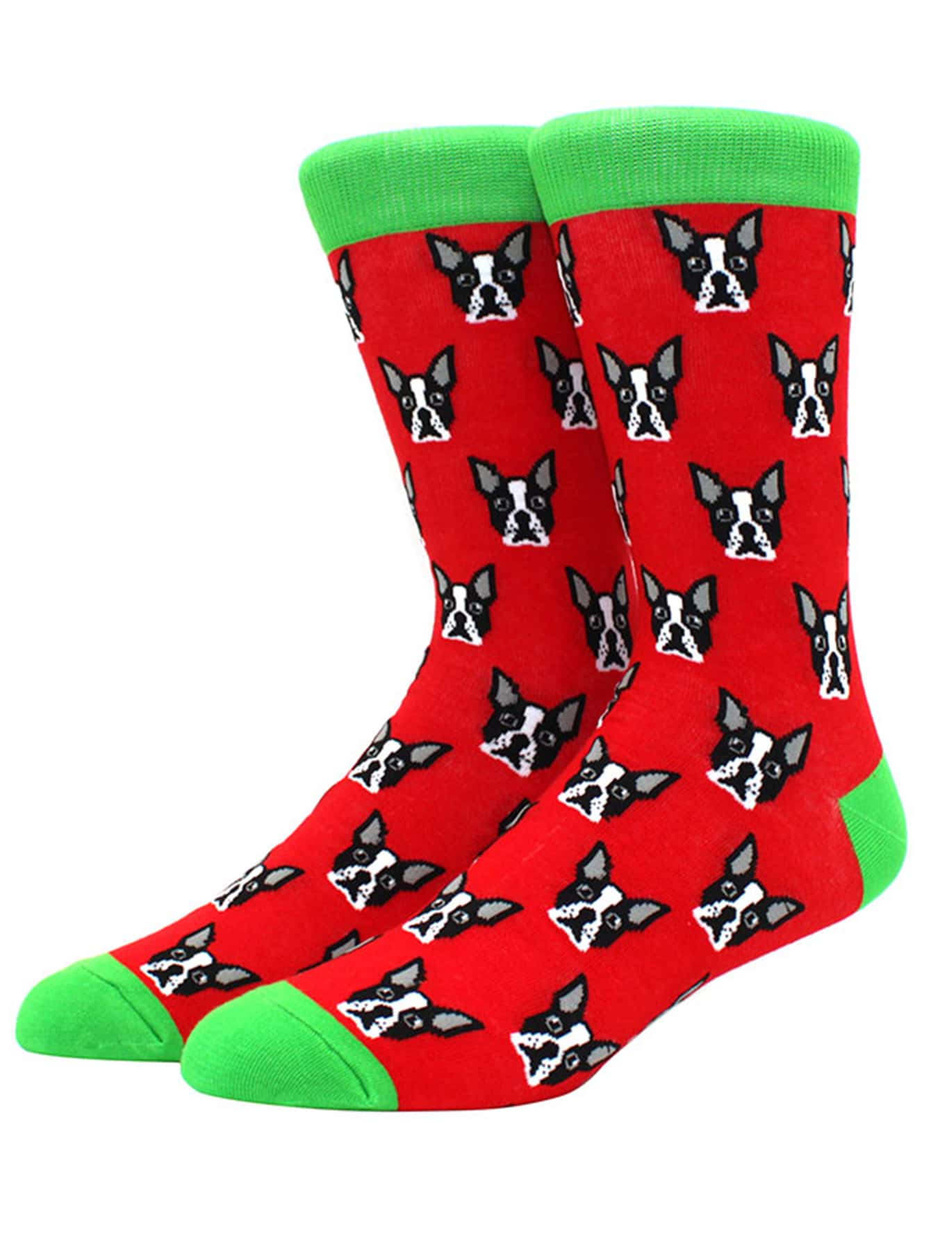 Nam Vớ Thú vật Chó bun pháp Xu hướng Vớ thuyền viên - Đỏ - Xem 1