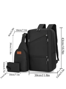 Oxford Fabric Water-Resistant Business Backpack, Couples' Backpack Set, Student Schoolbag, Including Computer Backpack And Travel Bag Laptop College Bag For Books Multi-Functional Gifts For Men Multifunctional Bag Winter Black Bag Outdoor Vacation Travel Essentials Holiday Essentials Bag For Men Bags Summer Bag Pack Spring