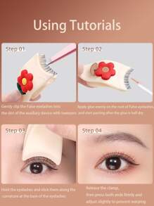 假睫毛塗抹器睫毛輔助器;方便美妝工具適用於毫不費力塗抹的假睫毛,膠黏劑,和頭髮簡約你的美妝帶 - 杏色 - 查看 2