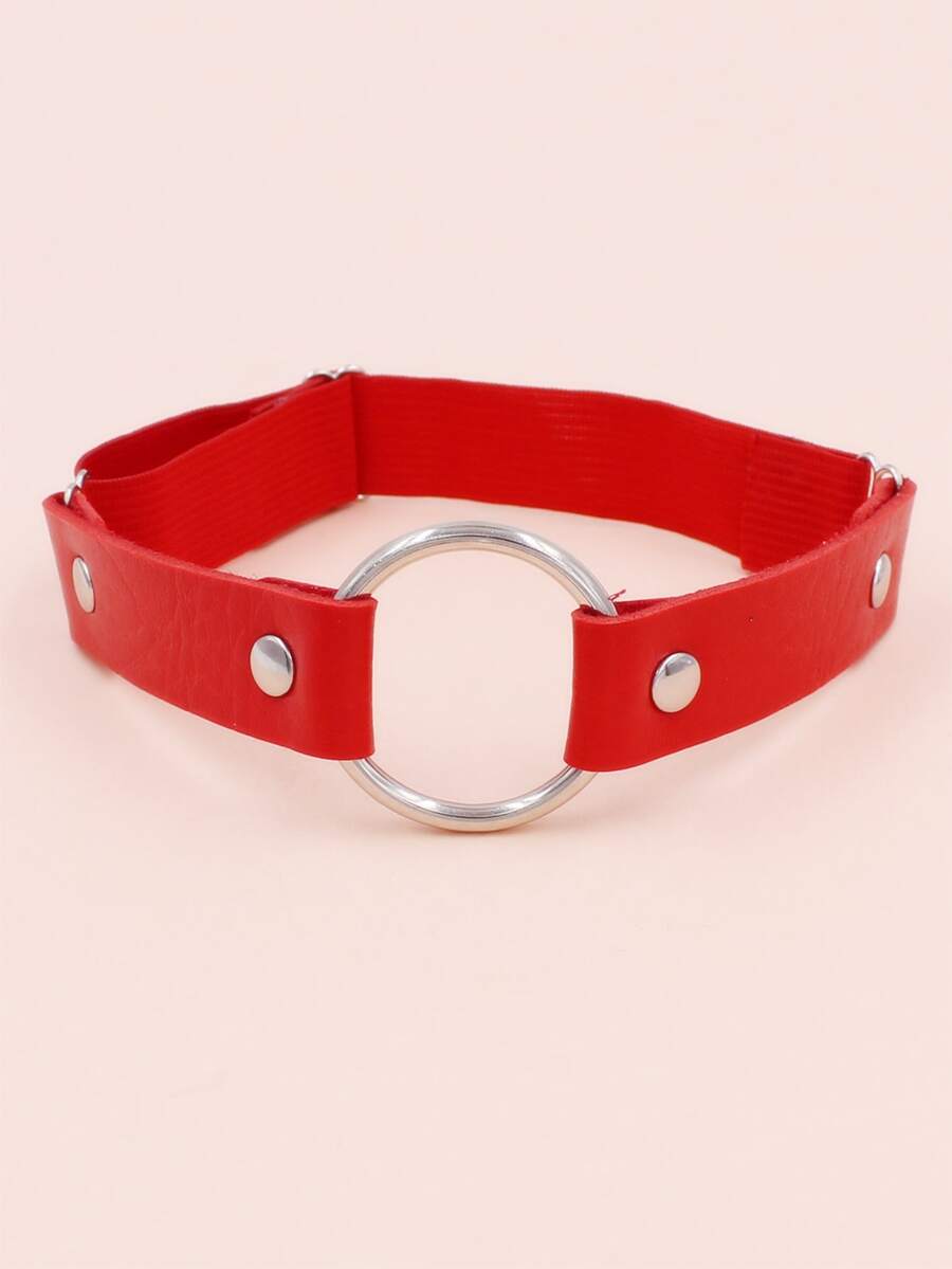 1入組龐克街舞蹈原宿黑暗的戒指吊帶襪腿圈 - 紅色 - 查看 1