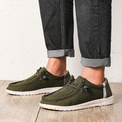 Plus Size Men's Canvas Loafers, Casual Lightweight Soft Bottom Shoes