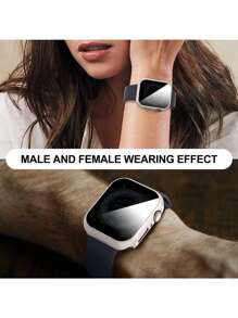 1 件防窥屏幕保护膜兼容 Apple Watch 38/40/41/42/44/45/46/49 毫米，兼容 Apple Watch Series Ultra/SE/10/9/8/7/6/5/4/3/2/1，时尚防窥钢化玻璃手表配件