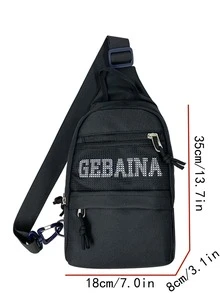 Cangurera mini unisex estilo con con estampado de letra - Negro - Ver 4