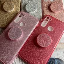 Capa Capinha Anti Impacto Com brilho Para Xiaomi Note8 Com Suporte Dedo - Pink - Visão 2