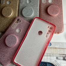 Capa Capinha Anti Impacto Com brilho Para Xiaomi Note8 Com Suporte Dedo - Pink - Visão 4