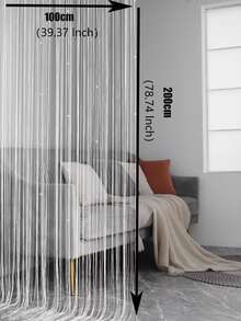 1pc Door Curtain Room Divider String Curtains - White - View 5