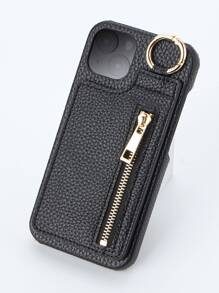 1pc Wallet Style Magnetic Flip Phone Case With Card Slots & Coin Pouch, Compatible With IPhone 17 Pro Max/17 Pro/17/Air/16 Pro Max/16/15/14/13/12/11, A16 Series - Black - View 5