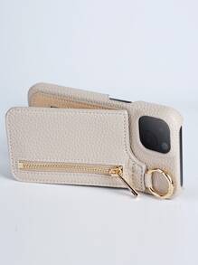 1pc Wallet Style Zipper Case With Card Slots & Magnetic Flip Cover, Compatible With IPhone 16 Pro And Phones