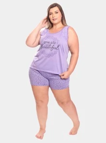 Plus Size Pajama Sets - Multicolor - View 6