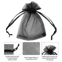 50 个带抽绳的礼品袋，非常适合珠宝、糖果、婚礼、派对礼品学校用品食品袋食品盒适用于糖果巧克力饼干等， - 黑色 - 查看 5